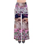 Chi Chi In Flowers, Chihuahua Puppy In Cute Hat Women s Chic Palazzo Pants