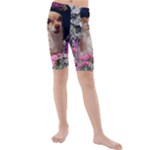 Chi Chi In Flowers, Chihuahua Puppy In Cute Hat Kid s Mid Length Swim Shorts