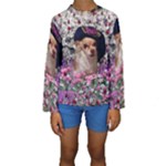 Chi Chi In Flowers, Chihuahua Puppy In Cute Hat Kid s Long Sleeve Swimwear