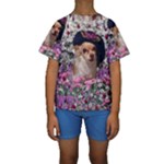 Chi Chi In Flowers, Chihuahua Puppy In Cute Hat Kid s Short Sleeve Swimwear