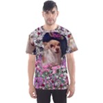 Chi Chi In Flowers, Chihuahua Puppy In Cute Hat Men s Sport Mesh Tee