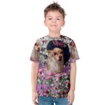 Chi Chi In Flowers, Chihuahua Puppy In Cute Hat Kid s Cotton Tee