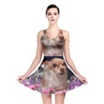 Chi Chi In Flowers, Chihuahua Puppy In Cute Hat Reversible Skater Dress