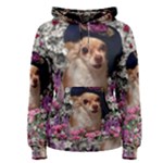 Chi Chi In Flowers, Chihuahua Puppy In Cute Hat Women s Pullover Hoodie