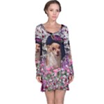 Chi Chi In Flowers, Chihuahua Puppy In Cute Hat Long Sleeve Nightdress