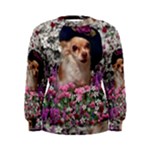Chi Chi In Flowers, Chihuahua Puppy In Cute Hat Women s Sweatshirt