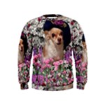 Chi Chi In Flowers, Chihuahua Puppy In Cute Hat Kids  Sweatshirt