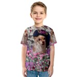 Chi Chi In Flowers, Chihuahua Puppy In Cute Hat Kid s Sport Mesh Tee