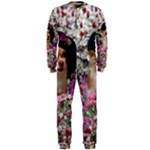 Chi Chi In Flowers, Chihuahua Puppy In Cute Hat OnePiece Jumpsuit (Men) 