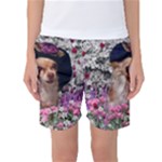 Chi Chi In Flowers, Chihuahua Puppy In Cute Hat Women s Basketball Shorts