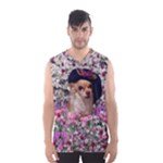 Chi Chi In Flowers, Chihuahua Puppy In Cute Hat Men s Basketball Tank Top
