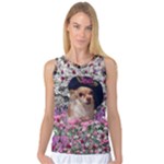 Chi Chi In Flowers, Chihuahua Puppy In Cute Hat Women s Basketball Tank Top