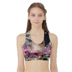 Chi Chi In Flowers, Chihuahua Puppy In Cute Hat Women s Sports Bra with Border
