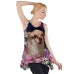 Chi Chi In Flowers, Chihuahua Puppy In Cute Hat Side Drop Tank Tunic