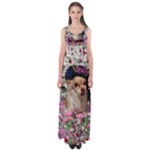 Chi Chi In Flowers, Chihuahua Puppy In Cute Hat Empire Waist Maxi Dress