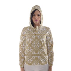 Golden Floral Boho Chic Hooded Wind Breaker (women) by dflcprintsclothing