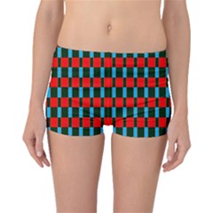 Black Red Rectangles Pattern                                                          Boyleg Bikini Bottoms by LalyLauraFLM