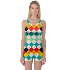 Rhombus Pattern                                                              Women s Boyleg One Piece Swimsuit by LalyLauraFLM