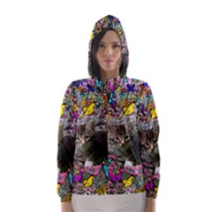 Emma In Butterflies I, Gray Tabby Kitten Hooded Wind Breaker (women) by DianeClancy