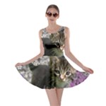 Emma In Flowers I, Little Gray Tabby Kitty Cat Skater Dress