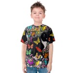 Freckles In Butterflies I, Black White Tux Cat Kid s Cotton Tee