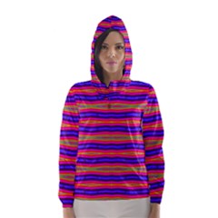 Bright Pink Purple Lines Stripes Hooded Wind Breaker (women) by BrightVibesDesign