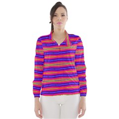 Bright Pink Purple Lines Stripes Wind Breaker (women) by BrightVibesDesign