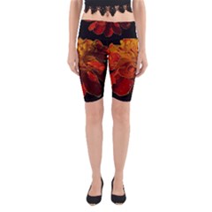 Marigold On Black Yoga Cropped Leggings by MichaelMoriartyPhotography