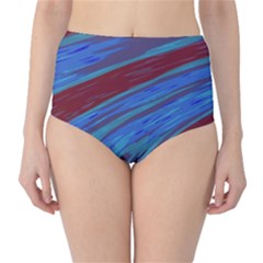 Swish Blue Red Abstract High-waist Bikini Bottoms by BrightVibesDesign