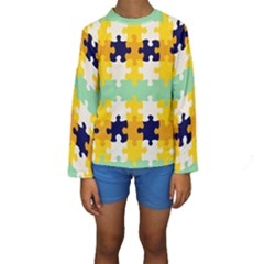 Puzzle Pieces                                                                      Kid s Long Sleeve Swimwear by LalyLauraFLM