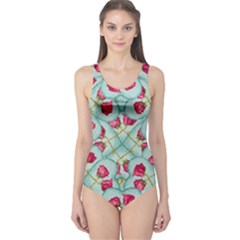 Love Motif Pattern Print One Piece Swimsuit by dflcprintsclothing