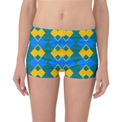 Blue Yellow Rhombus Pattern                                                                           Boyleg Bikini Bottoms by LalyLauraFLM