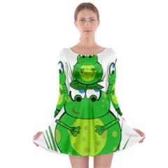 Green Frog Long Sleeve Skater Dress by Valentinaart