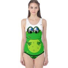 Green Frog One Piece Swimsuit by Valentinaart
