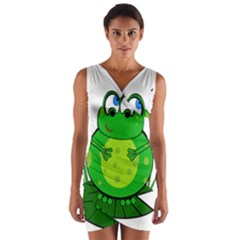 Green Frog Wrap Front Bodycon Dress by Valentinaart