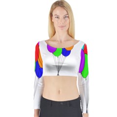 Colorful Balloons Long Sleeve Crop Top by Valentinaart