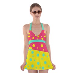 Polka Dot Halter Swimsuit Dress by Wanni