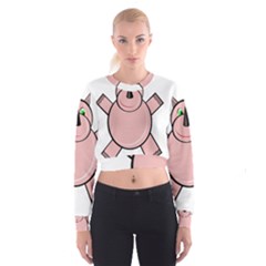 Pink Rhino Women s Cropped Sweatshirt by Valentinaart