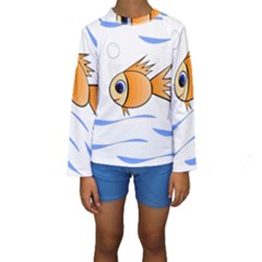 Cute Fish Kid s Long Sleeve Swimwear by Valentinaart