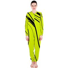 Yellow Decorative Design Onepiece Jumpsuit (ladies)  by Valentinaart
