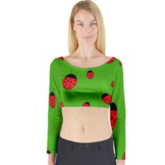Ladybugs Long Sleeve Crop Top by Valentinaart
