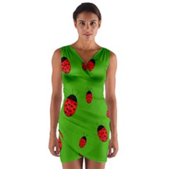 Ladybugs Wrap Front Bodycon Dress by Valentinaart