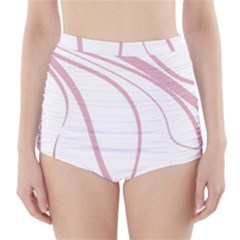 Pink Elegant Lines High-waisted Bikini Bottoms by Valentinaart