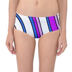 Purple Lines Mid-waist Bikini Bottoms by Valentinaart