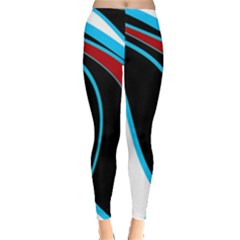 Blue, Red, Black And White Design Leggings  by Valentinaart