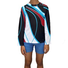 Blue, Red, Black And White Design Kid s Long Sleeve Swimwear by Valentinaart
