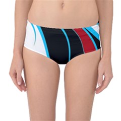 Blue, Red, Black And White Design Mid-waist Bikini Bottoms by Valentinaart