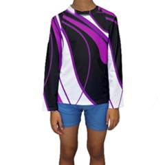 Purple Elegant Lines Kid s Long Sleeve Swimwear by Valentinaart