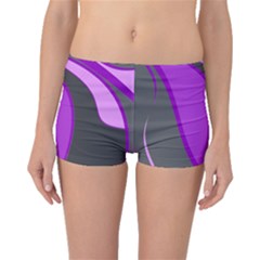 Purple Elegant Lines Boyleg Bikini Bottoms by Valentinaart