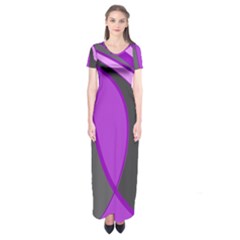 Purple Elegant Lines Short Sleeve Maxi Dress by Valentinaart